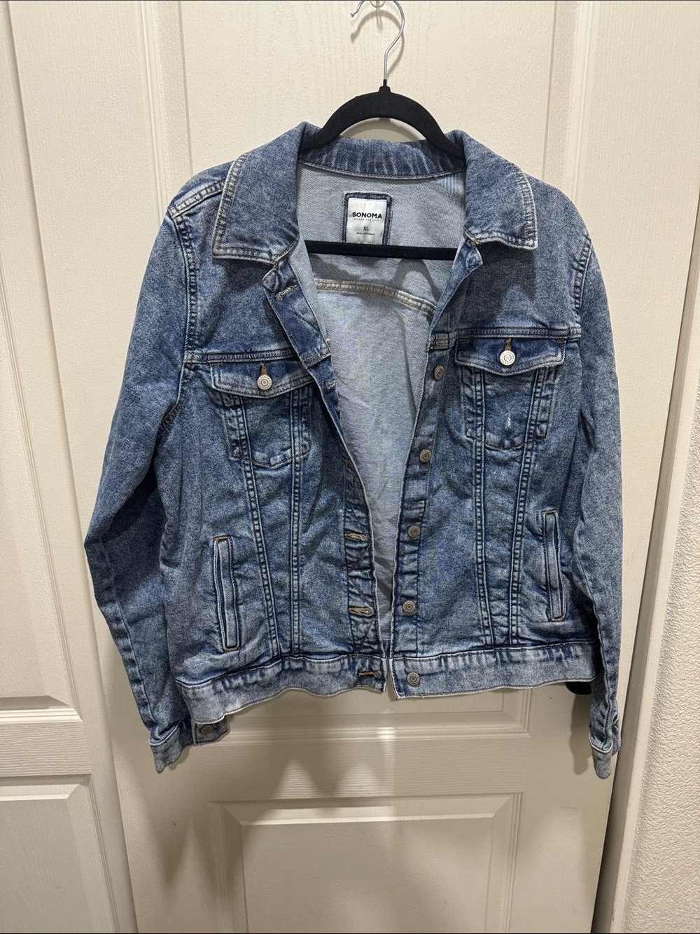 Sonoma Denim Jacket XL Light Wash Distressed Trucker Style - Picture 7 of 7